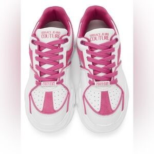 VERSACE JEANS COUTURE
Off-White & Pink Speedtrack Low Sneakers